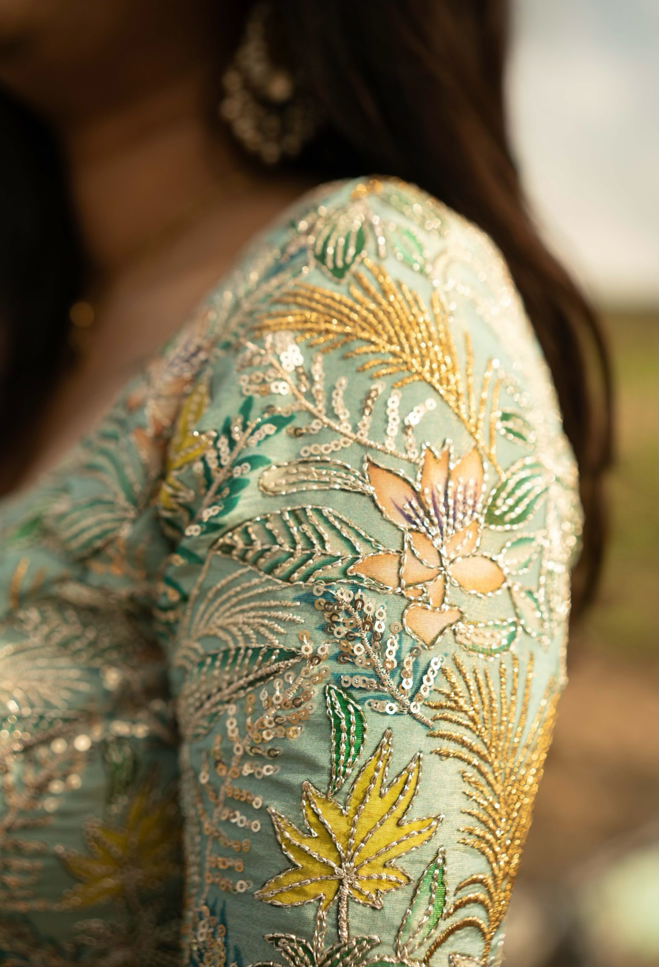 Lehenga set with intricate floral embroidery