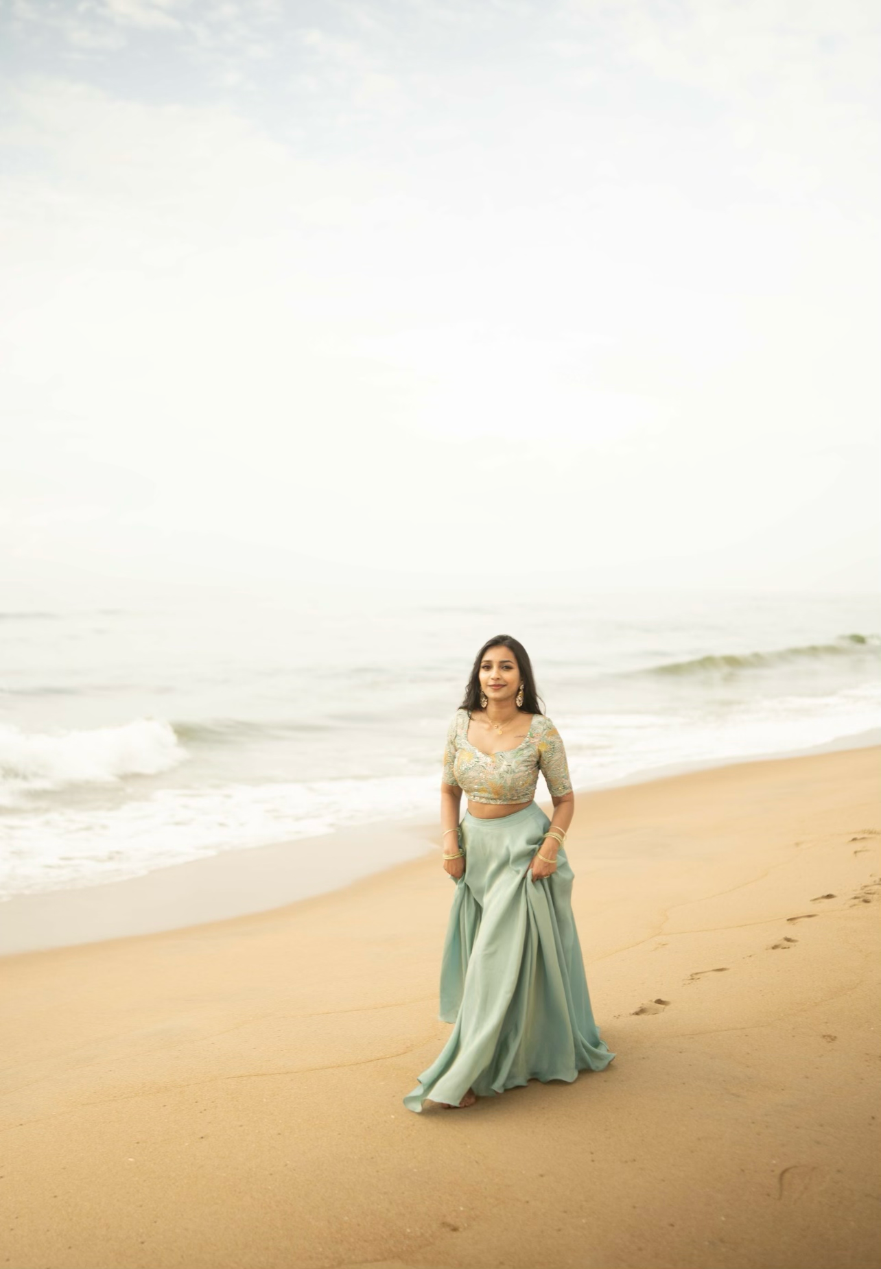Lehenga set with intricate floral embroidery